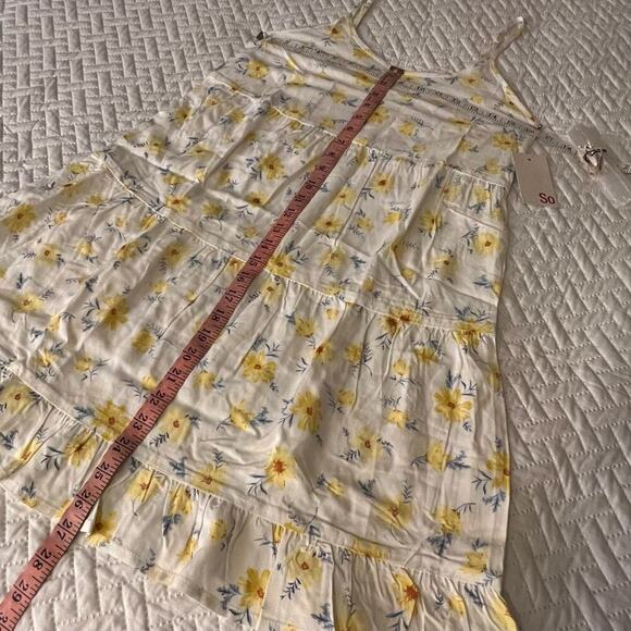 SO NWT Womens Tiered Cami Tank Dress sz XS Boho Floral Summer Mini A-Line NEW - Picture 6 of 6